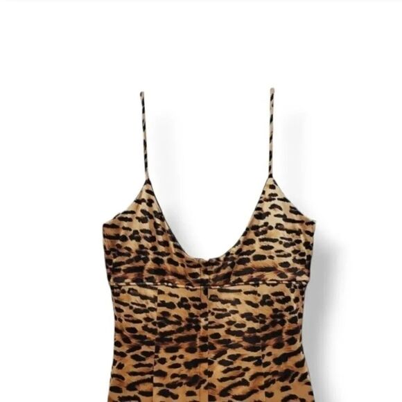 Vintage Gunne Sax Jessica McClintock Animal Print Maxi Satin Dress Size 9/10 - Picture 6 of 15